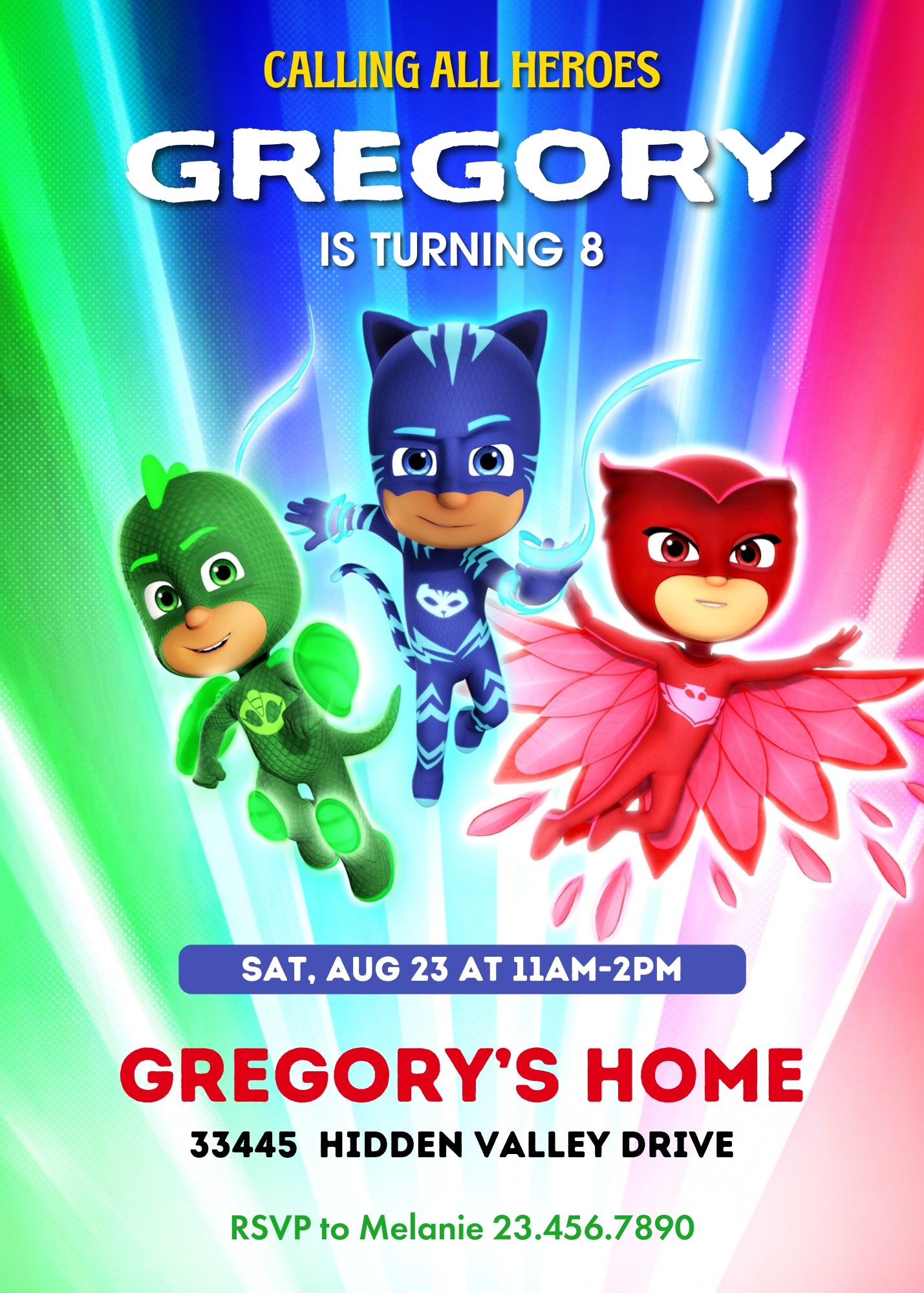 PJ Masks customizable invitation template | Share or Print | VU718