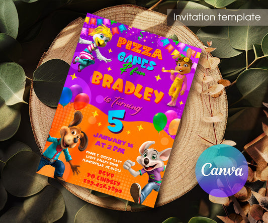Chuck E. Cheese customizable invitation template | Share or Print | EB878