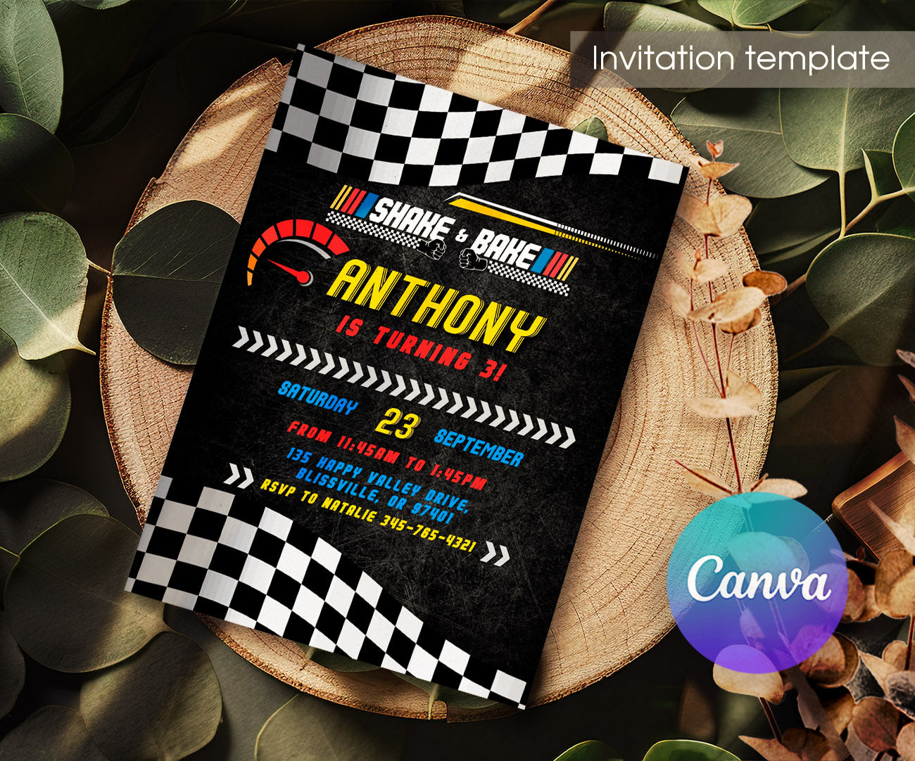Nascar Racing Ricky Bobby customizable invitation template | Share or Print | boy | VA937