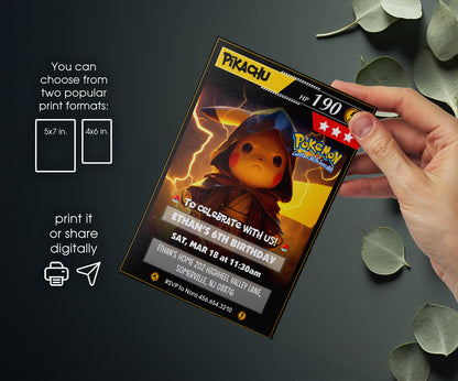 Pokemon Pikachu customizable invitation template | Share or Print | IL143
