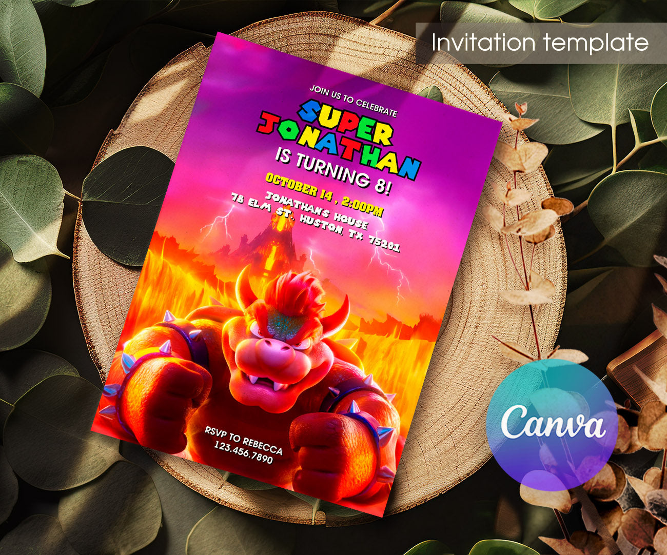 Super Mario Bros customizable invitation template | Share or Print | ZI301