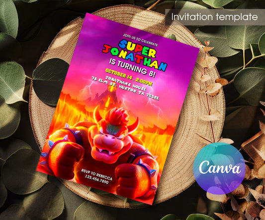 Super Mario Bros customizable invitation template | Share or Print | ZI301