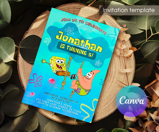 SpongeBob SquarePant customizable invitation template | Share or Print | IC247