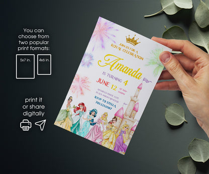 Disney Princess customizable invitation template | Share or Print | girl | ED562