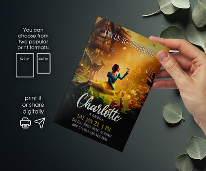 Snow White Musical Disney Princess customizable invitation template | Share or Print | GQ385