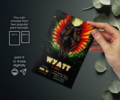 Jurassic World Dinosaur customizable invitation template | Share or Print | CQ863