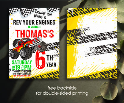 Monster Truck customizable invitation template | Share or Print | boy | MQ854