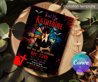 Wednesday Addams customizable invitation template | Share or Print | girl | JL060