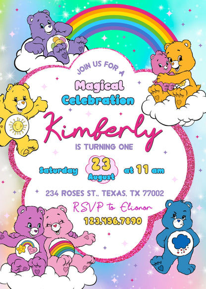 Care Bears customizable invitation template | Share or Print | XA228