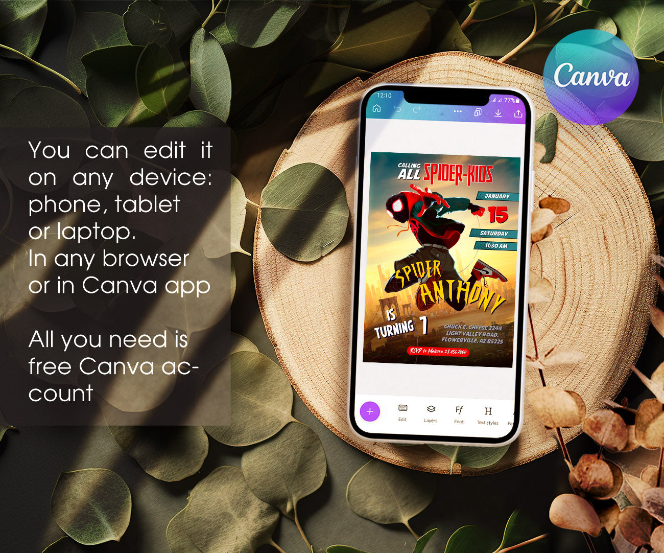 Spider Man Across the Spider-Verse customizable invitation template | Share or Print | boy | FM589