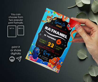 Finding Nemo customizable invitation template | Share or Print | MF911