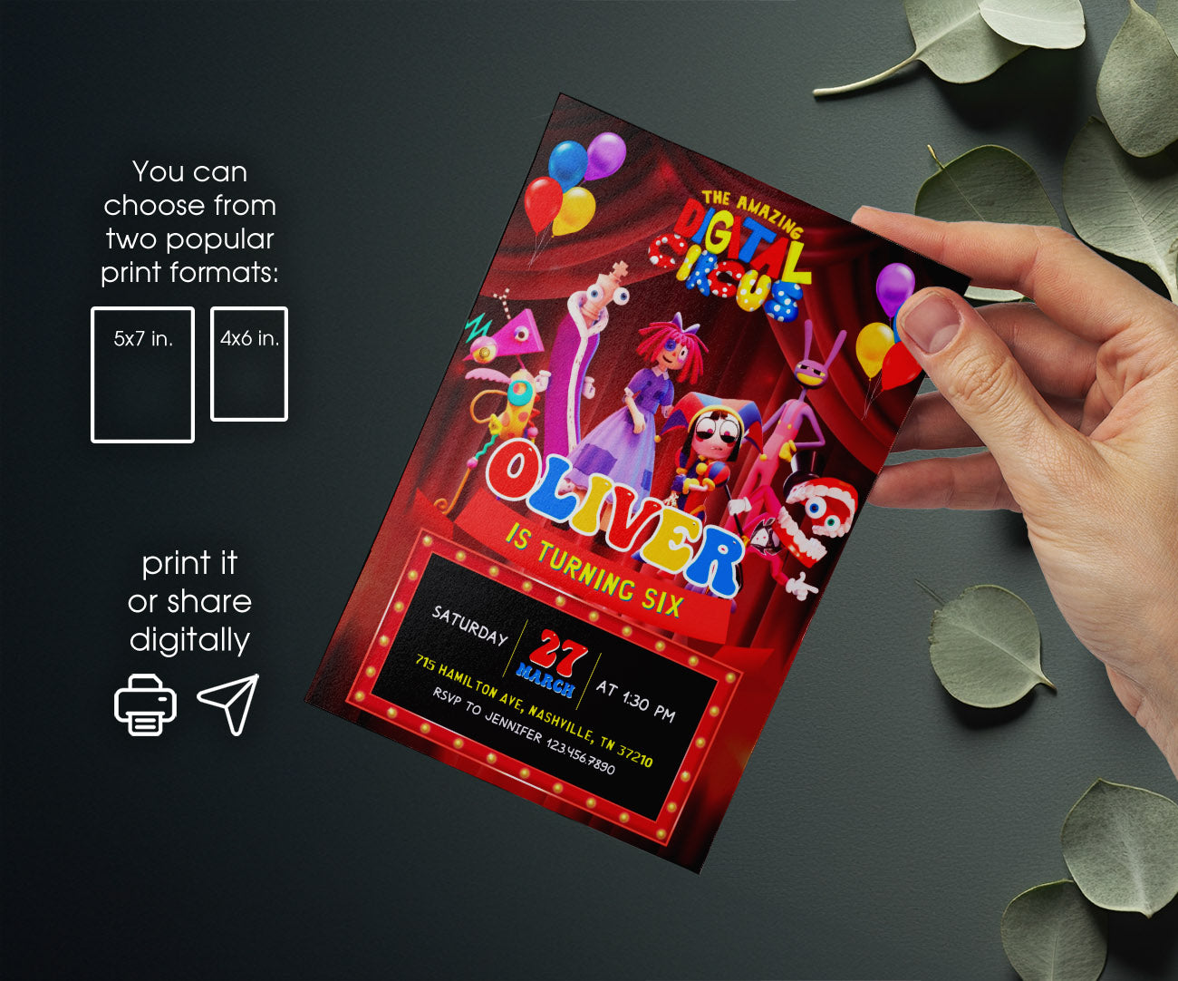 The Amazing Digital Circus customizable invitation template | Share or Print | JN136