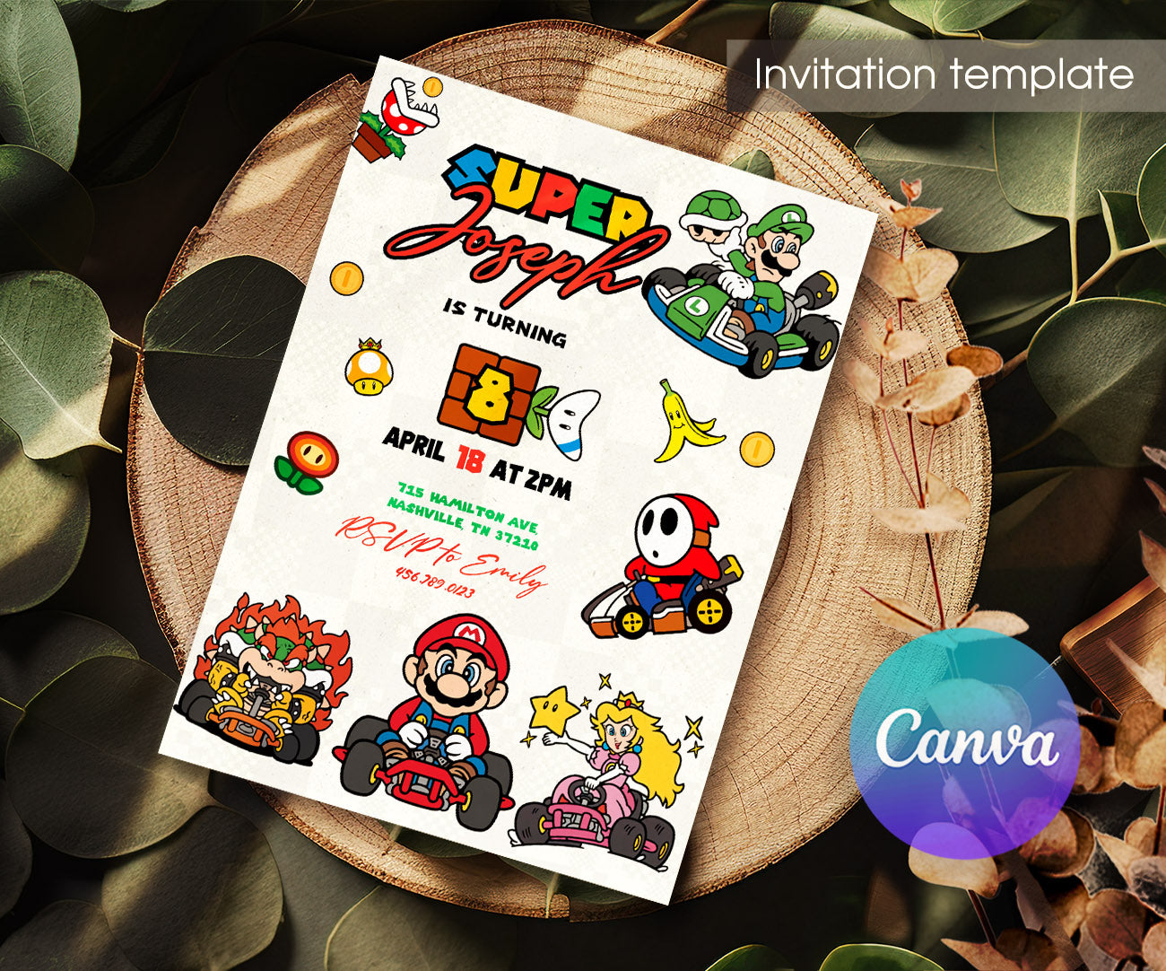 Mario Kart Gamer customizable invitation template | Share or Print | boy | UY927