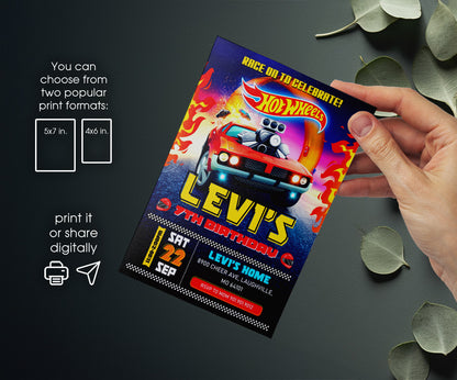 Hot Wheels Racing customizable invitation template | Share or Print | boy | GP204