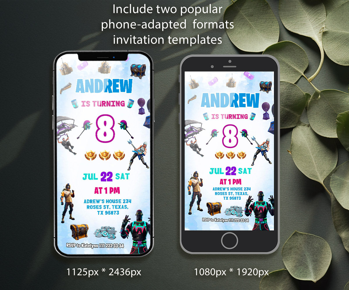 Fortnite Gamer customizable invitation template | Share or Print | boy | BB991