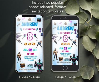 Fortnite Gamer customizable invitation template | Share or Print | boy | BB991