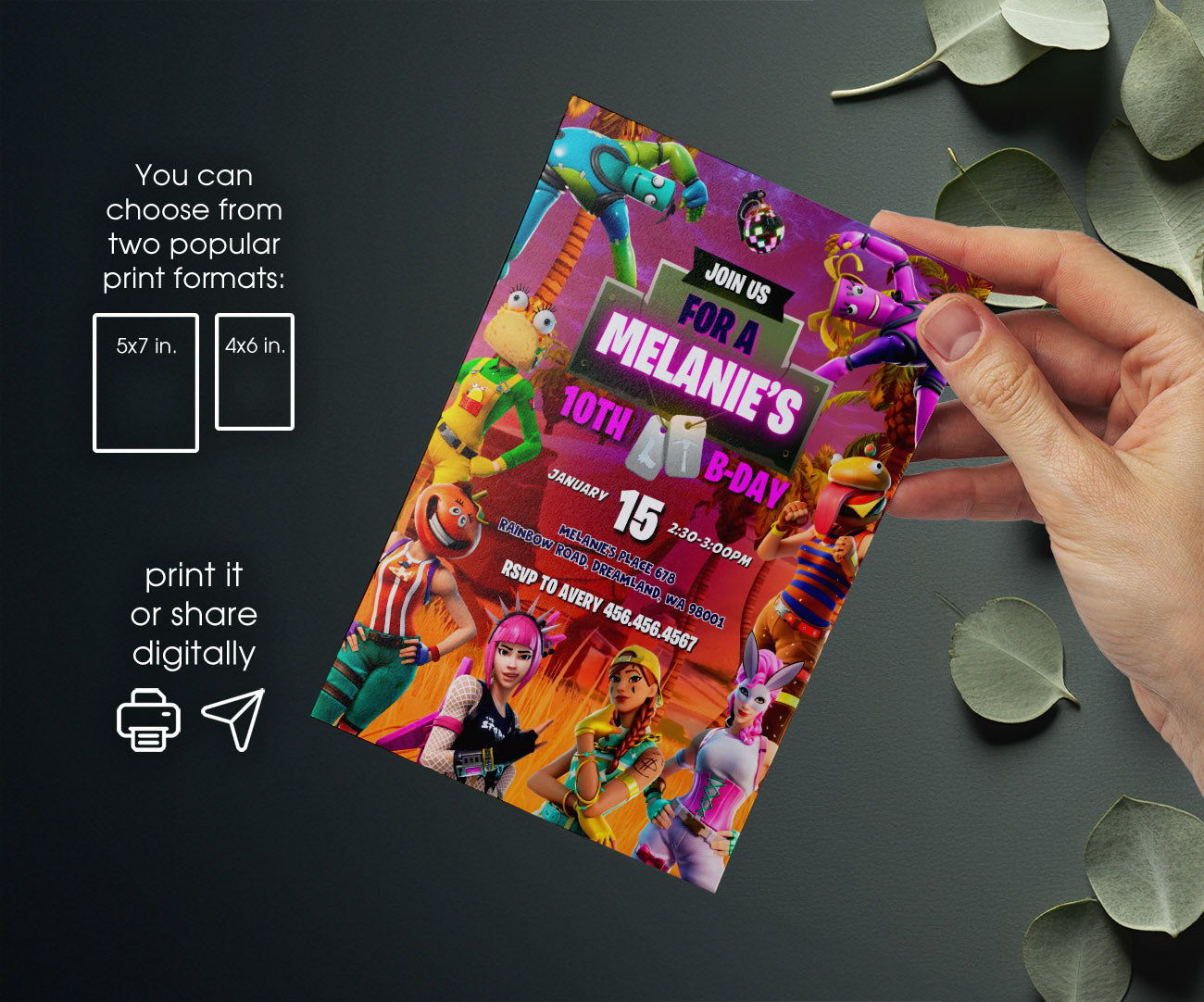 Fortnite Gamer customizable invitation template | Share or Print | boy | DY603