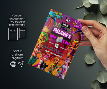 Fortnite Gamer customizable invitation template | Share or Print | boy | DY603