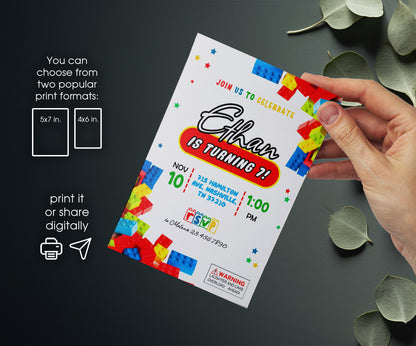 Lego customizable invitation template | Share or Print | AP705