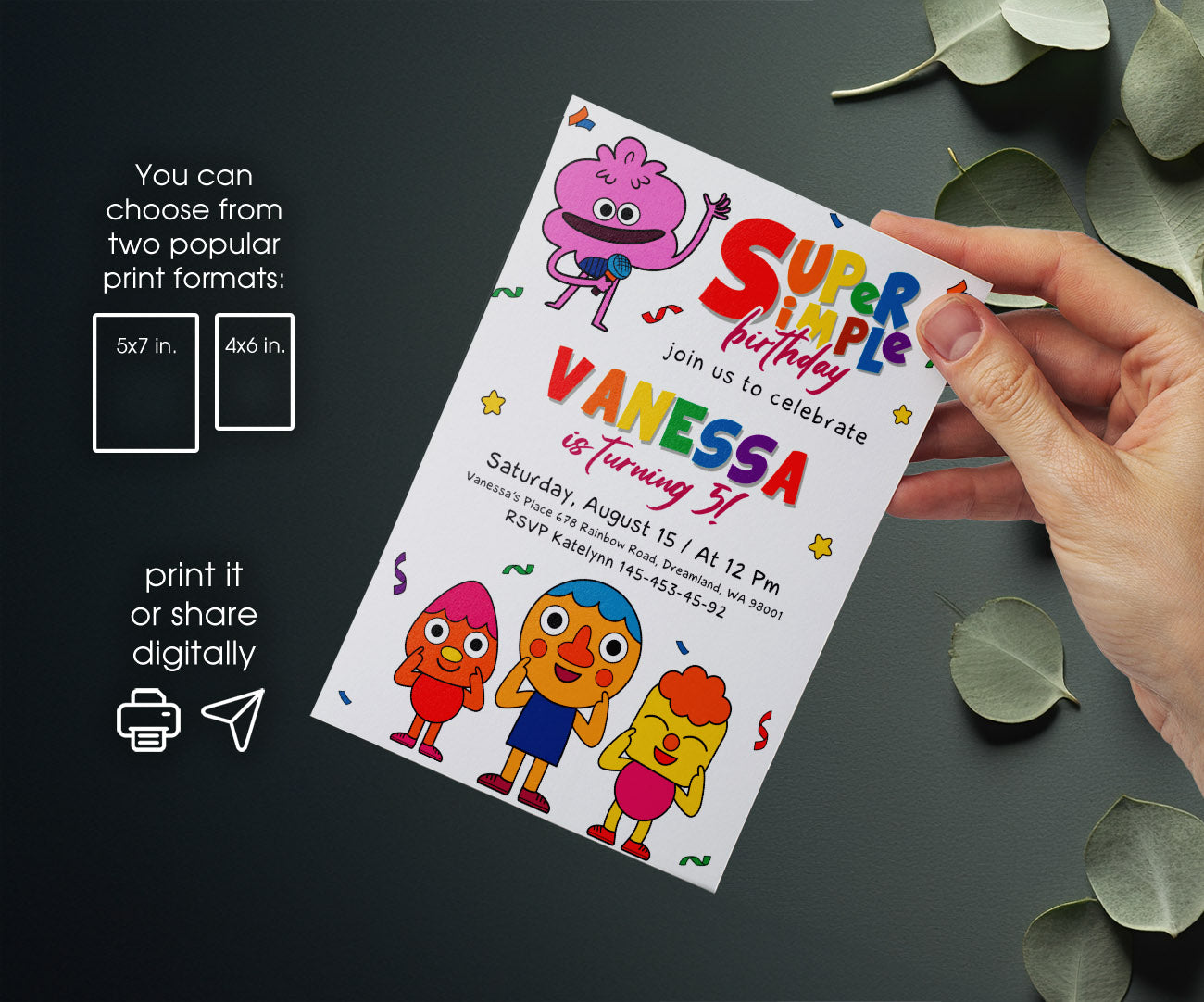 Super Simple Songs customizable invitation template | Share or Print | RF634