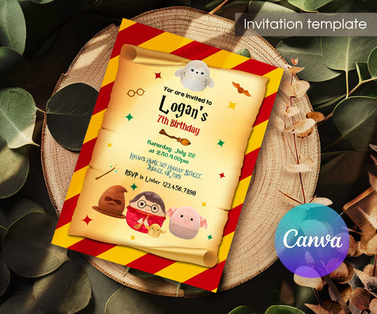 Squishmallows Harry Potter customizable invitation template | Share or Print | RO324
