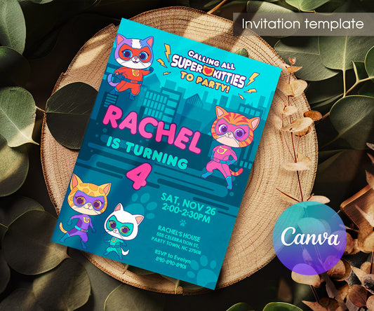SuperKitties customizable invitation template | Share or Print | BK807