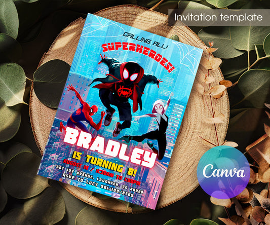 Spider Man Across the Spider-Verse customizable invitation template | Share or Print | boy | GV699