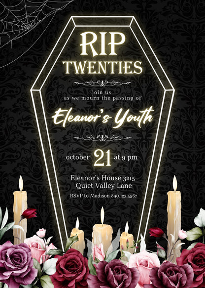 Rip Twenties Birthday customizable invitation template | Share or Print | BX261