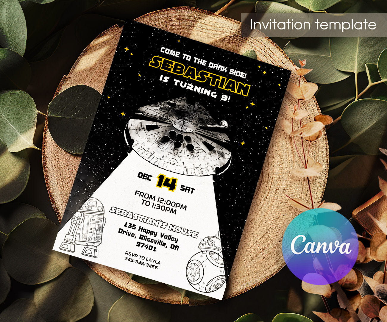 Star Wars Darth Vader customizable invitation template | Share or Print | boy | RY585