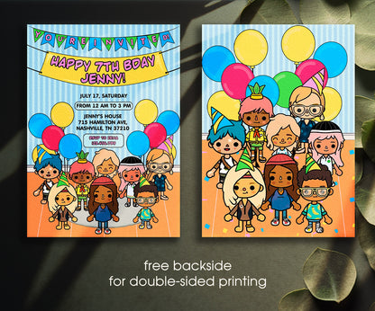 Toca Boca World Gamer customizable invitation template | Share or Print | AT504