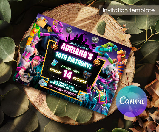 Fortnite Gamer customizable invitation template | Share or Print | boy | JA358