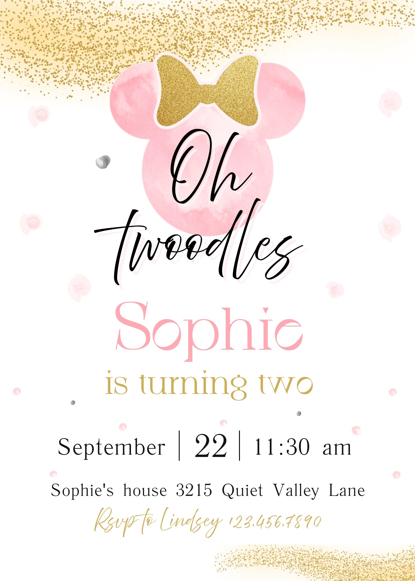 Minnie Mouse Disney Mickey customizable invitation template | Share or Print | girl | MM084