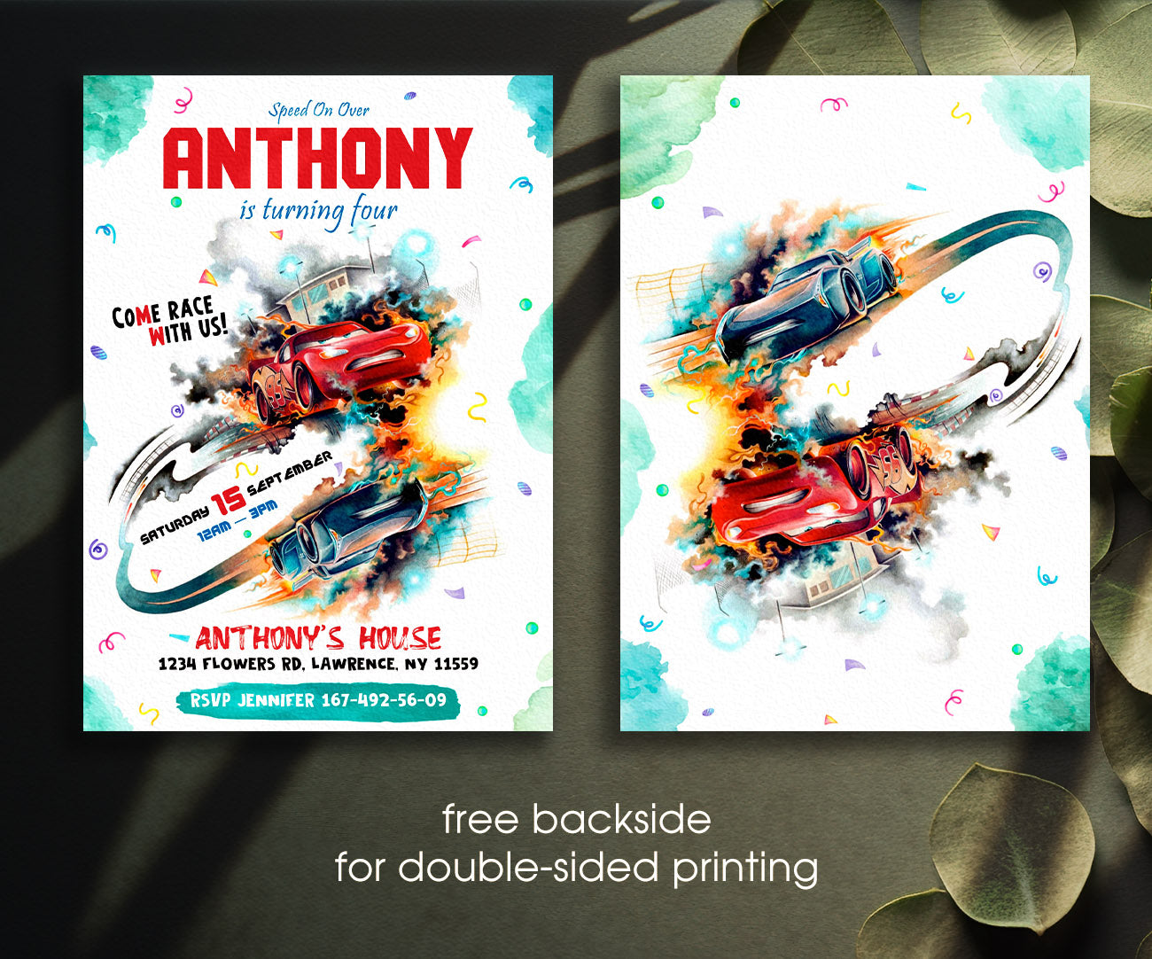 Cars Lightning McQueen customizable invitation template | Share or Print | boy | AN257