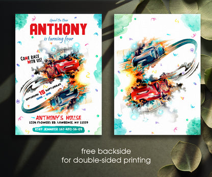 Cars Lightning McQueen customizable invitation template | Share or Print | boy | AN257