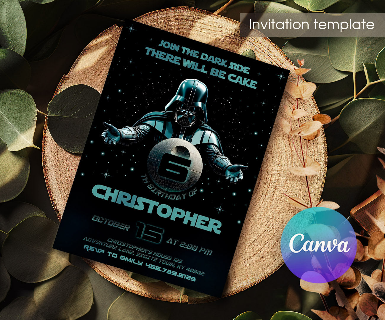Star Wars Darth Vader customizable invitation template | Share or Print | boy | KD782