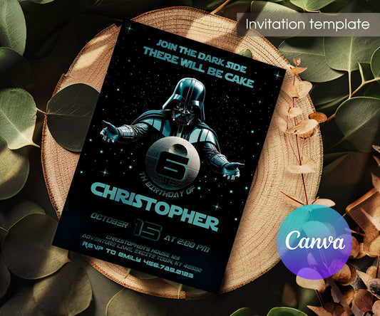 Star Wars Darth Vader customizable invitation template | Share or Print | boy | KD782