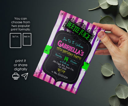 Beetlejuice Halloween customizable invitation template | Share or Print | KF650