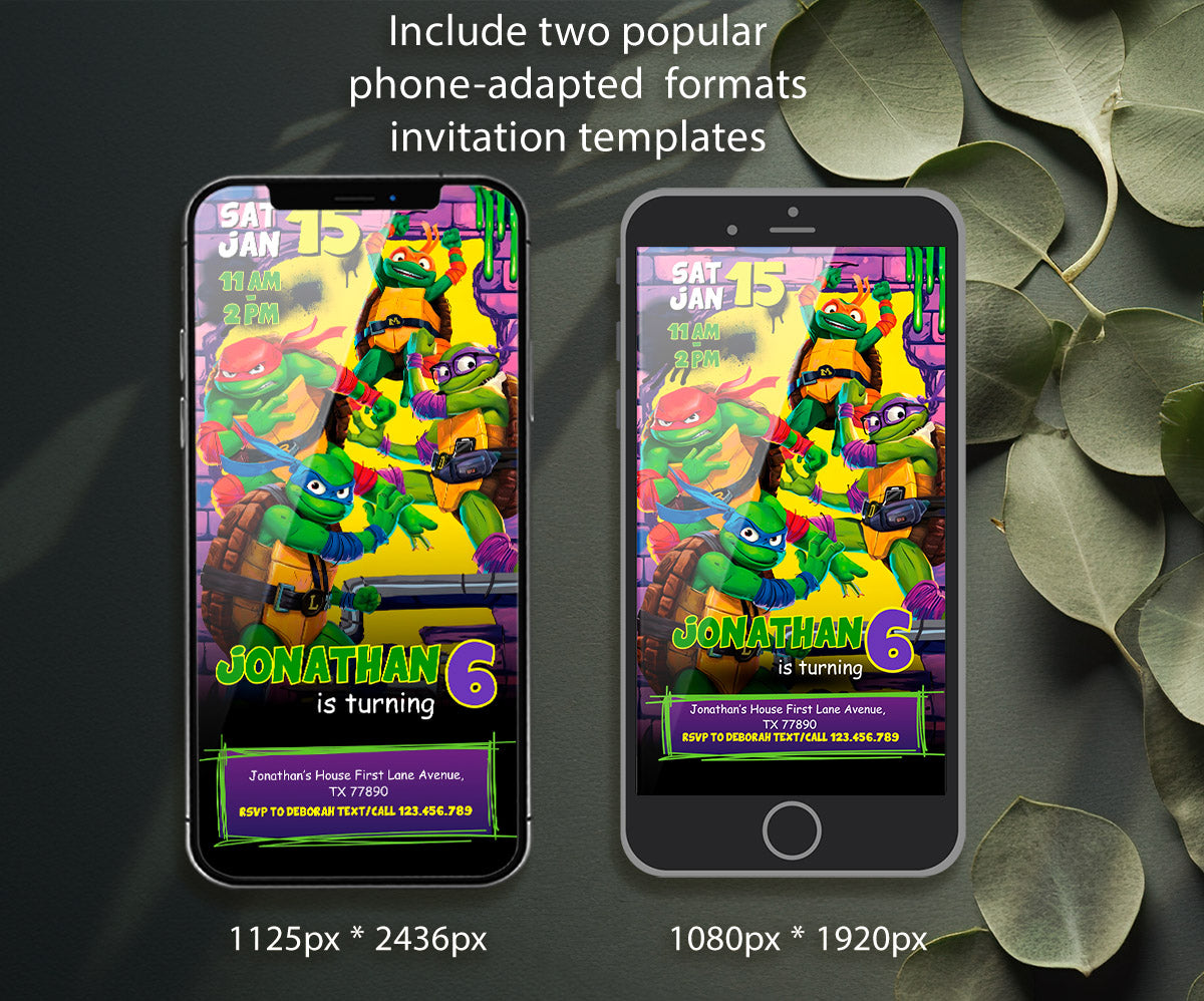 Teenage Mutant Ninja Turtles customizable invitation template | Share or Print | boy | FO989