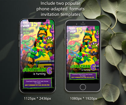 Teenage Mutant Ninja Turtles customizable invitation template | Share or Print | boy | FO989