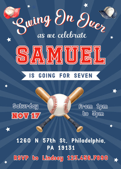 Baseball MLB Sport customizable invitation template | Share or Print | boy | GC177