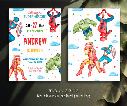 Avengers Marvel Superhero customizable invitation template | Share or Print | boy | BX952