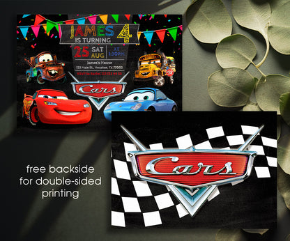 Cars Lightning McQueen customizable invitation template | Share or Print | boy | GX595