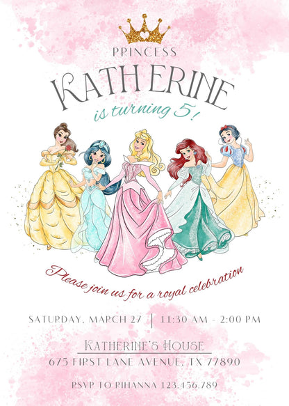 Disney Princess customizable invitation template | Share or Print | girl | TC579