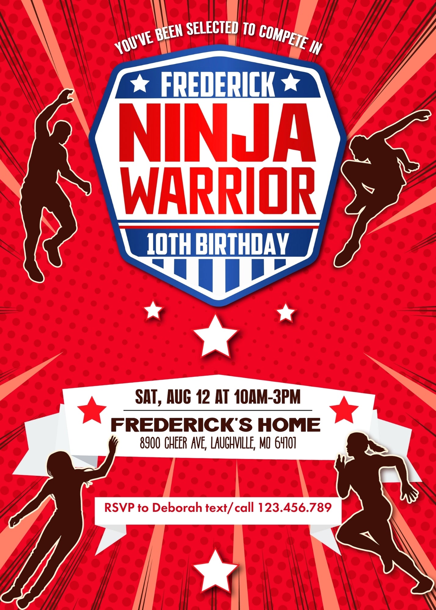 American Ninja Warrior customizable invitation template | Share or Print | XU197
