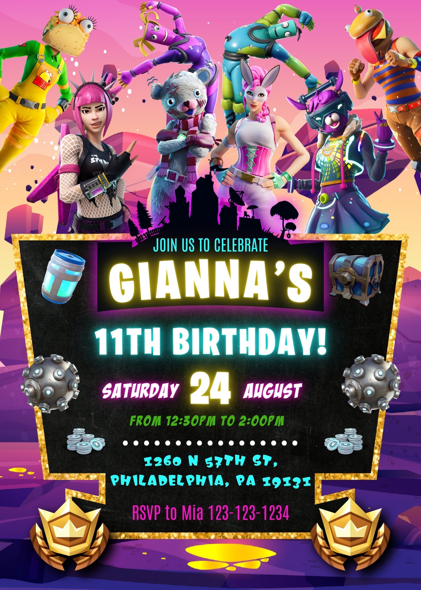 Fortnite Gamer customizable invitation template | Share or Print | boy | DL846