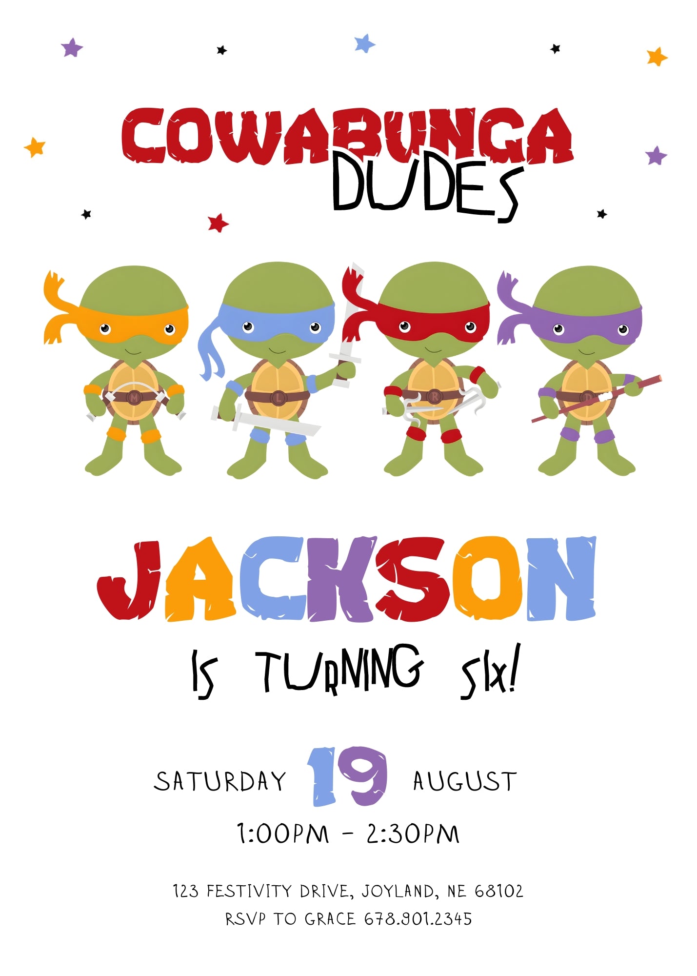 Teenage Mutant Ninja Turtles customizable invitation template | Share or Print | boy | DL043