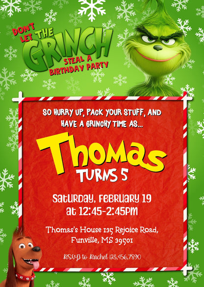 The Grinch  Merry Grinchmas customizable invitation template | Share or Print | ZK169