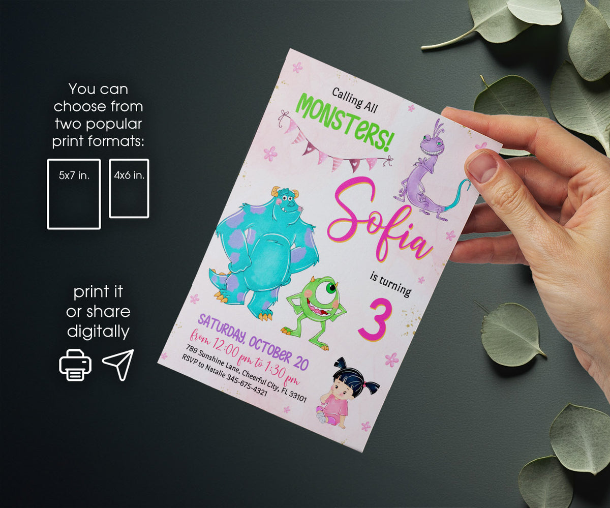 Monsters, Inc. customizable invitation template | Share or Print | TK144
