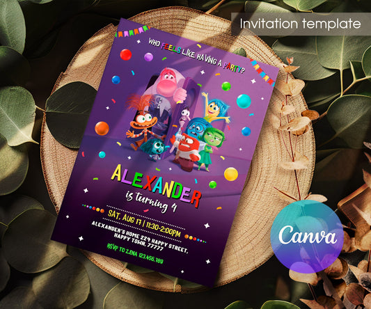 Inside Out 2 customizable invitation template | Share or Print | MN592