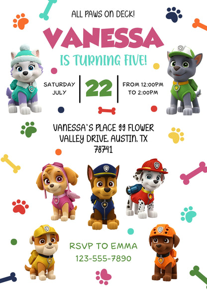 PAW Patrol customizable invitation template | Share or Print | EZ908